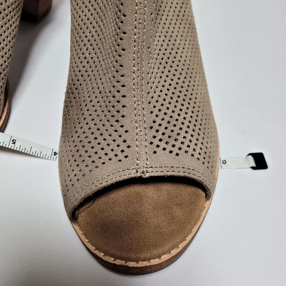 Toms Taupe Peep Toe Chunky Heel Booties - Picture 5 of 5